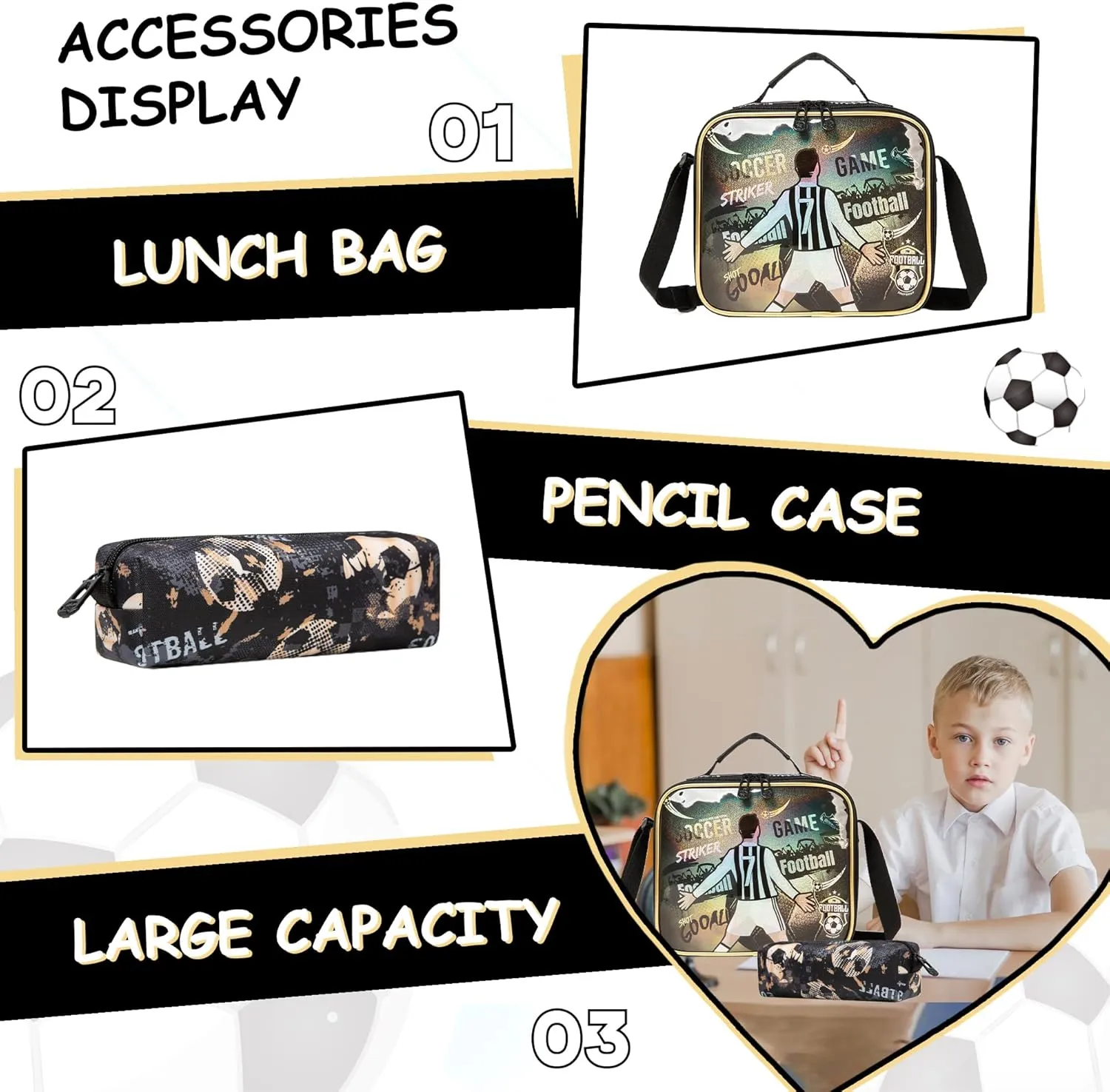 Meetbelify Backpacks for Boys School Backpacks for Elementary Students Ages 8-10 Kids Aesthetic Travel Backpack Laptop Bookbag with Lunch Box Pencil Case 3 in 1 Backpack Set for Boys