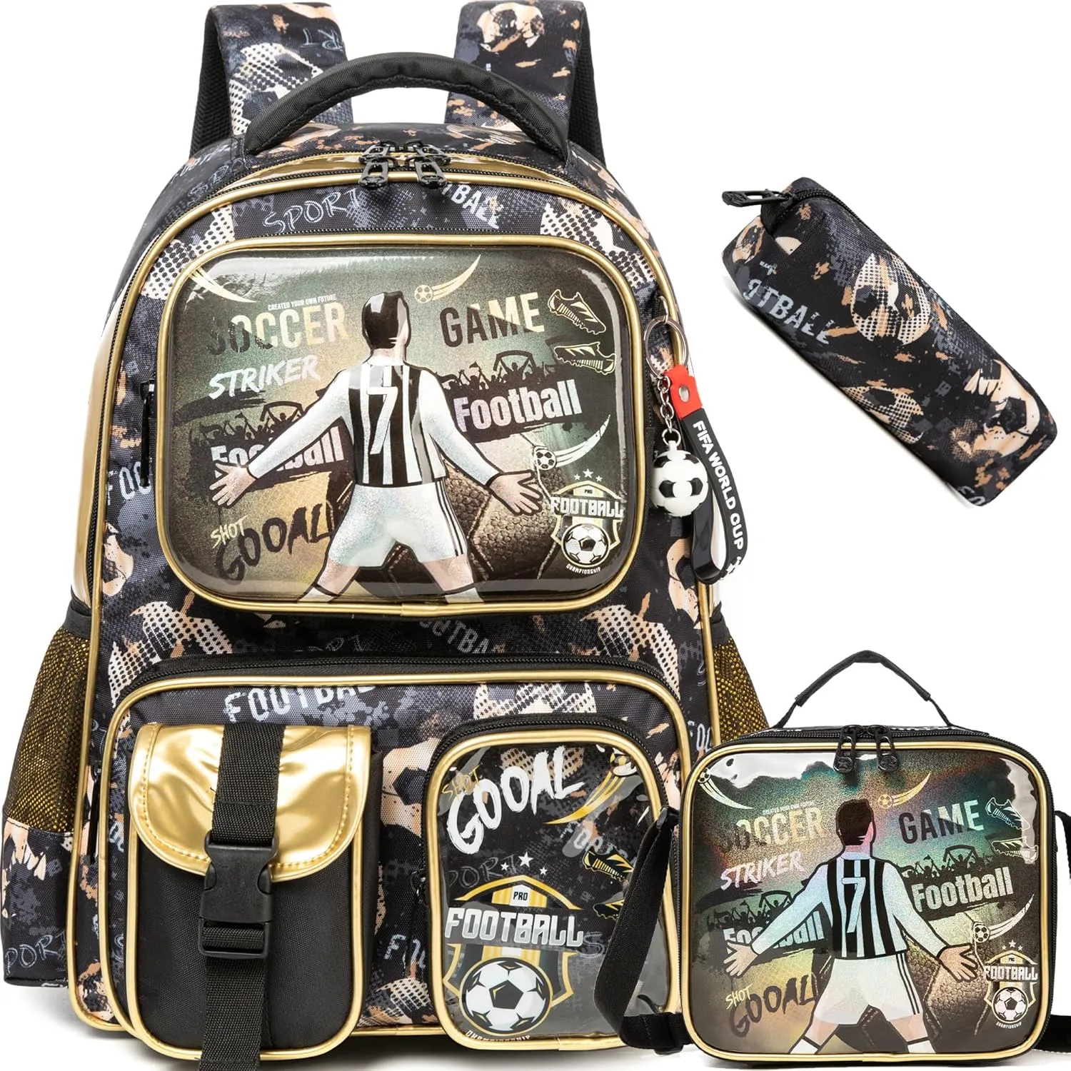 Meetbelify Backpacks for Boys School Backpacks for Elementary Students Ages 8-10 Kids Aesthetic Travel Backpack Laptop Bookbag with Lunch Box Pencil Case 3 in 1 Backpack Set for Boys