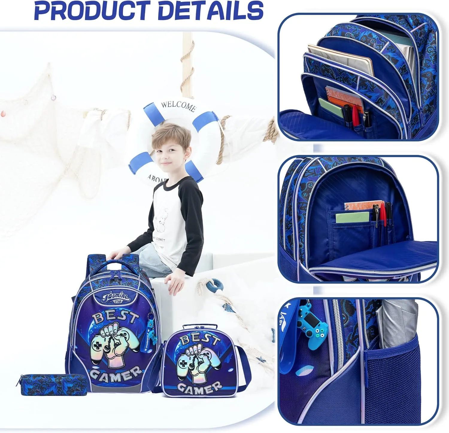 Meetbelify Backpacks for Boys School Bag Cute Boys Backpacks Ages 8-10 with Lunch Box Kids Bookbag Set Travel Backpack for Kindergarten Elementary Students Backpack to School Supplies