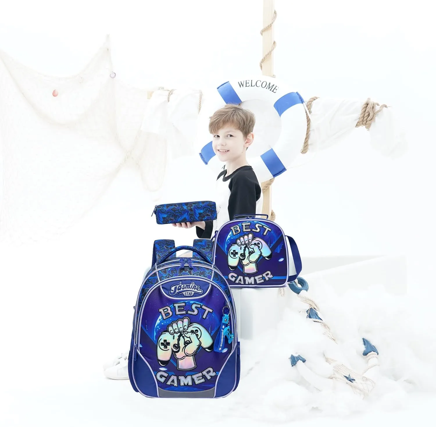 Meetbelify Backpacks for Boys School Bag Cute Boys Backpacks Ages 8-10 with Lunch Box Kids Bookbag Set Travel Backpack for Kindergarten Elementary Students Backpack to School Supplies