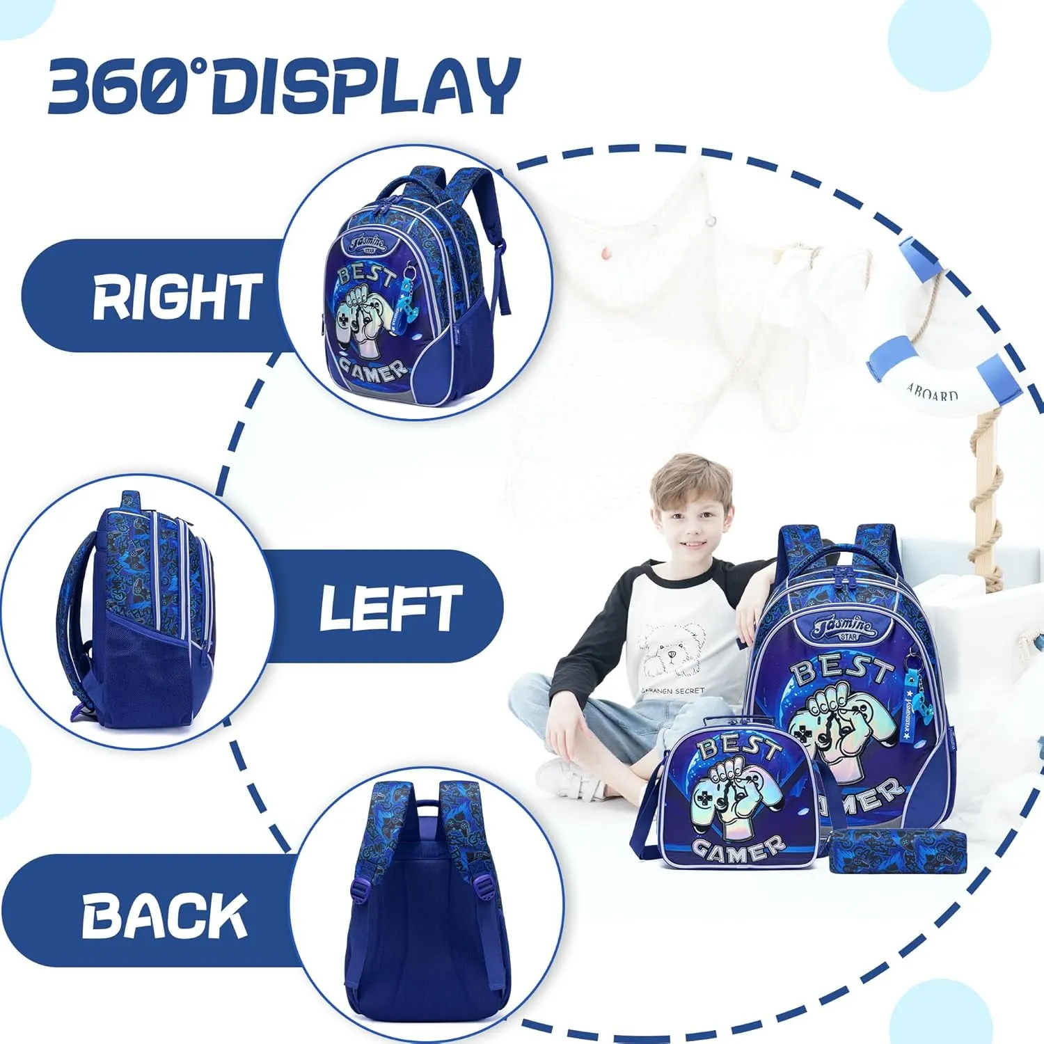 Meetbelify Backpacks for Boys School Bag Cute Boys Backpacks Ages 8-10 with Lunch Box Kids Bookbag Set Travel Backpack for Kindergarten Elementary Students Backpack to School Supplies