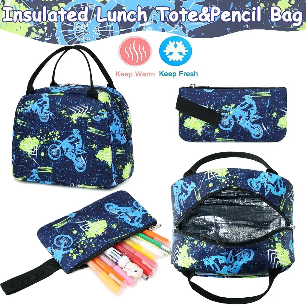 Meisohua School Backpack for Teens Girls Boys Backpack for Elementary Middle School Bookbag for Kids Backpack Lunch Bag Set