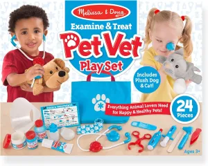 Melissa & Doug Examine and Treat Pet Vet Play Set (24 pcs) - Kids Veterinary Play Set, Veterinarian Kit For Kids, STEAM Toy, Pretend Play Doctor Set For Kids Ages 3 