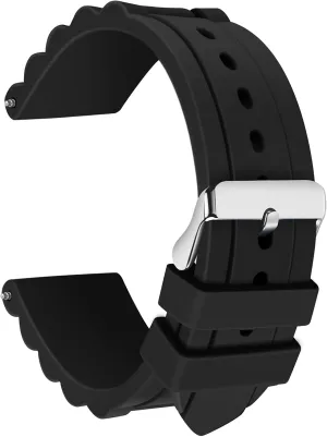 Men's Black Silicone Rubber Watch Straps Bands Waterproof for Fossil Watch Replacement