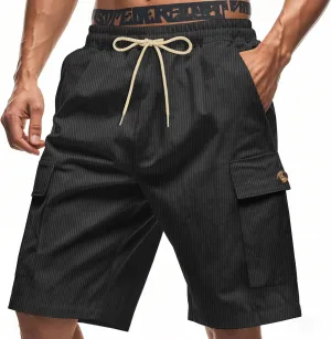 Mens Corduroy Shorts 2025 Summer Elastic Waist Drawstring Relaxed Fit Comfy Casual Cargo Pants Outdoor Camping Shorts