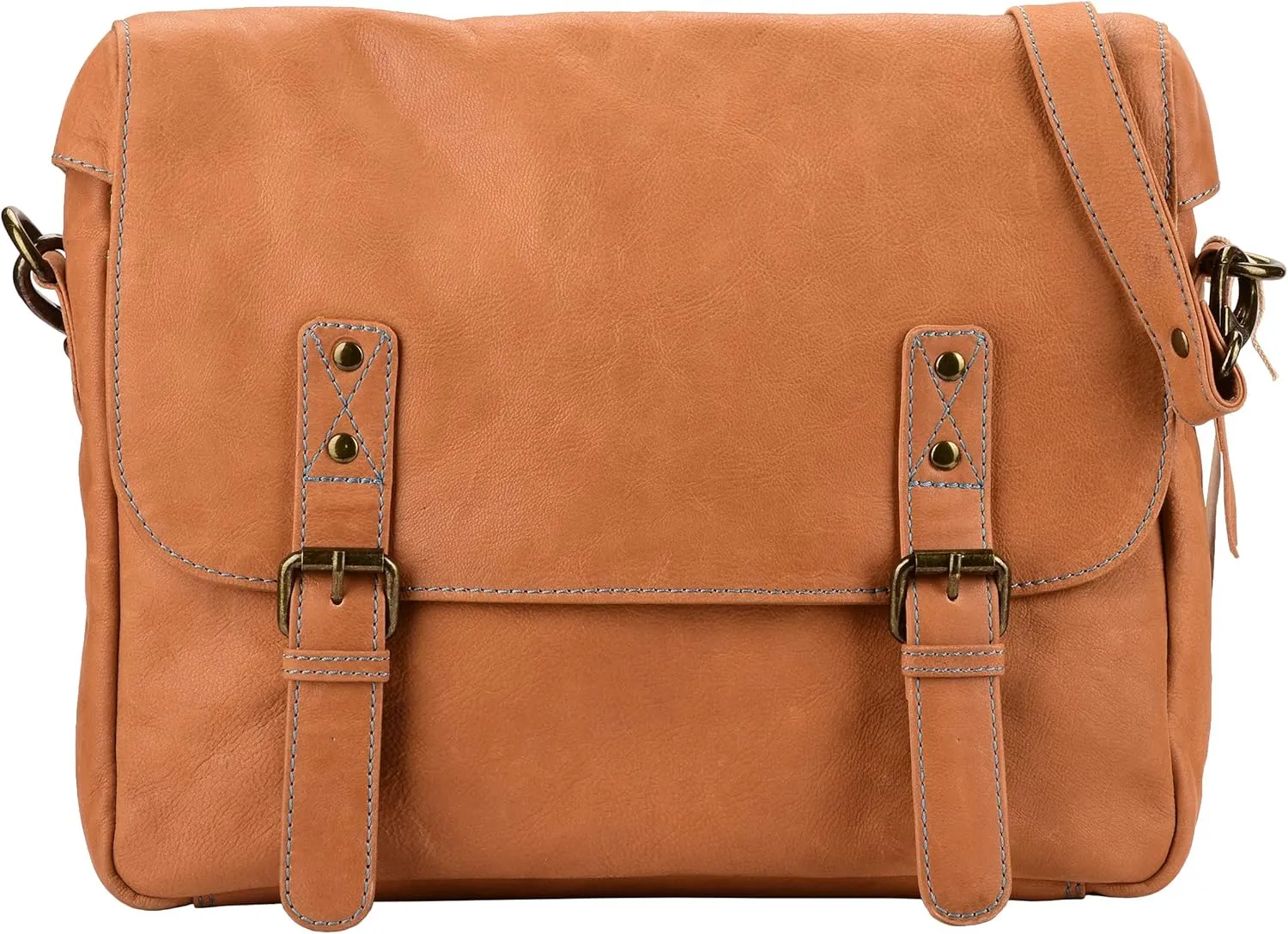 Mens Messenger Sling Bag | Genuine Leather Laptop Briefcase Bags for Women - Handmade Full Grain Satchel Side Shoulder Cross Body Bag (Tan)