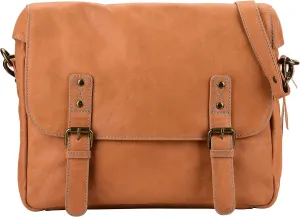 Mens Messenger Sling Bag | Genuine Leather Laptop Briefcase Bags for Women - Handmade Full Grain Satchel Side Shoulder Cross Body Bag (Tan)