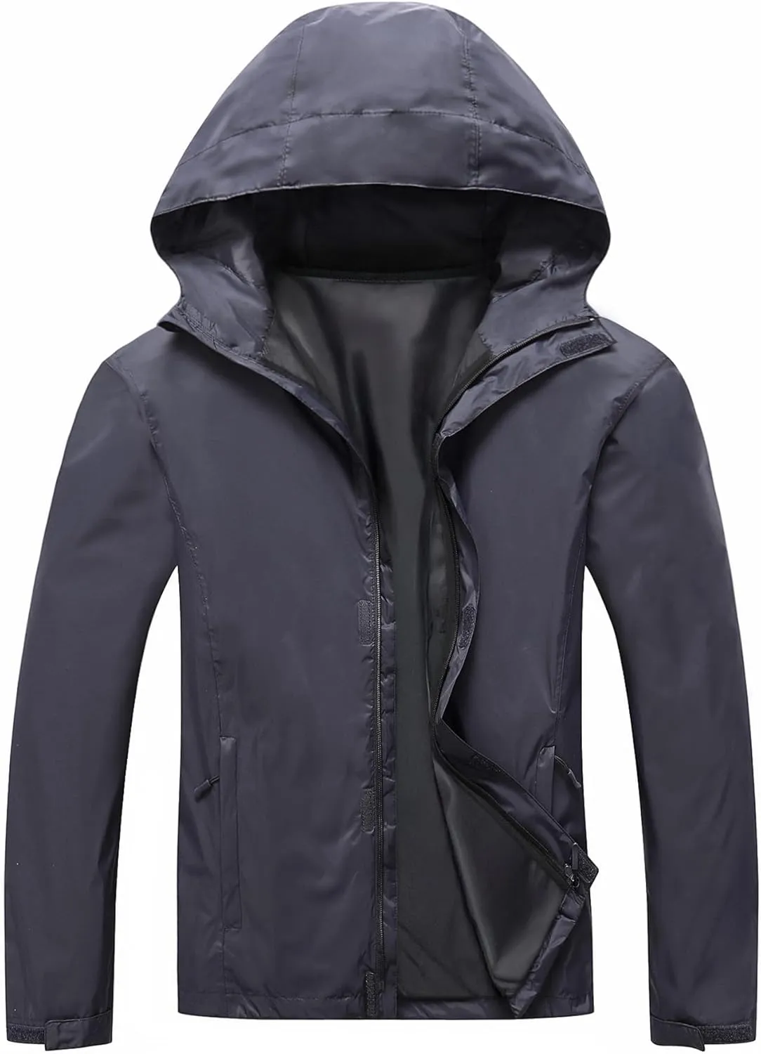 Men's Rain Jacket Lightweight Waterproof Raincoat with Adjustable Hooded Outdoor Hiking Windbreaker