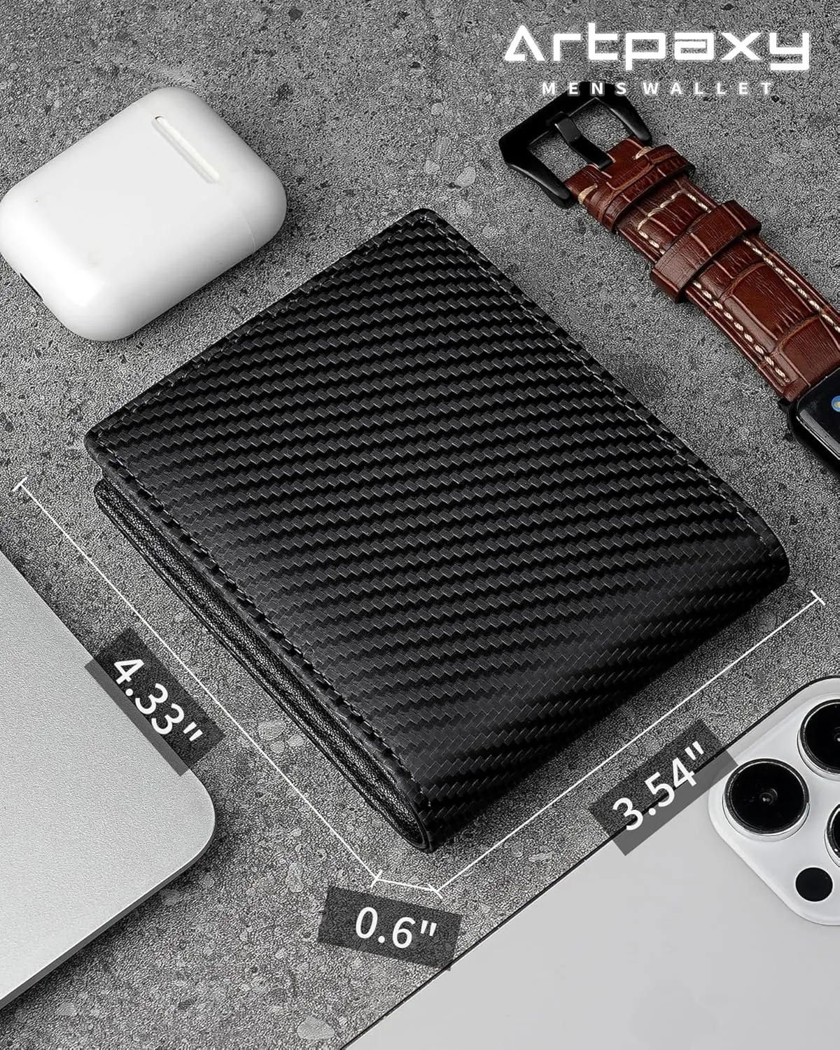 Mens Wallet Genuine Leather Bifold RFID Blocking Wallet for Men with 2 ID Windows 11 Card Holders 2 cash pockets 1 Gift Box