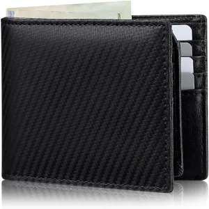 Mens Wallet Genuine Leather Bifold RFID Blocking Wallet for Men with 2 ID Windows 11 Card Holders 2 cash pockets 1 Gift Box
