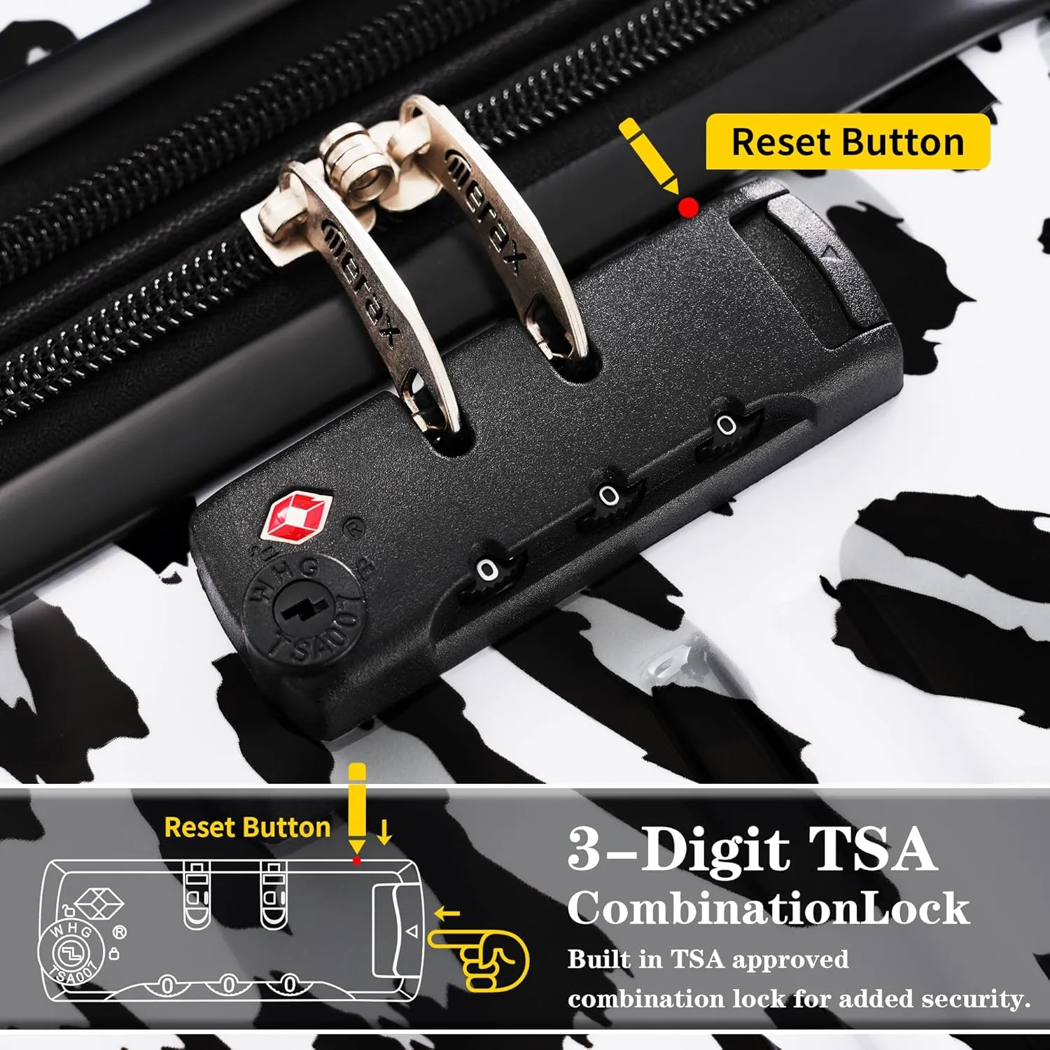 Merax 3 Piece Luggage Sets, Hardside Expandable Luggages Spinner Leopard Suitcase with TSA Lock Lightweight Rolling Carry on Luggage 20inch 24inch 28inch,Black  White Leopard