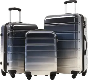 Merax 3 Piece Luggage Sets, Hardside Expandable Luggages Spinner Multicolor Suitcase with TSA Lock Lightweight Rolling Carry on Luggage 20inch 24inch 28inch,Gradient Black
