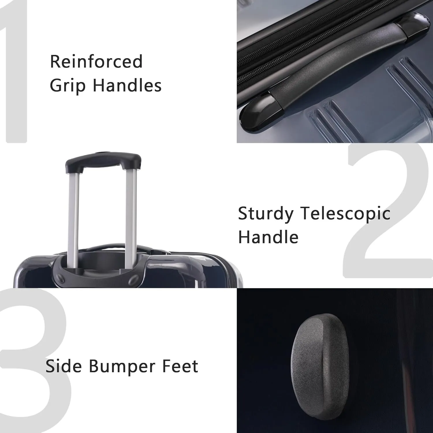 Merax 3 Piece Luggage Sets, Hardside Expandable Luggages Spinner Multicolor Suitcase with TSA Lock Lightweight Rolling Carry on Luggage 20inch 24inch 28inch,Gradient Black