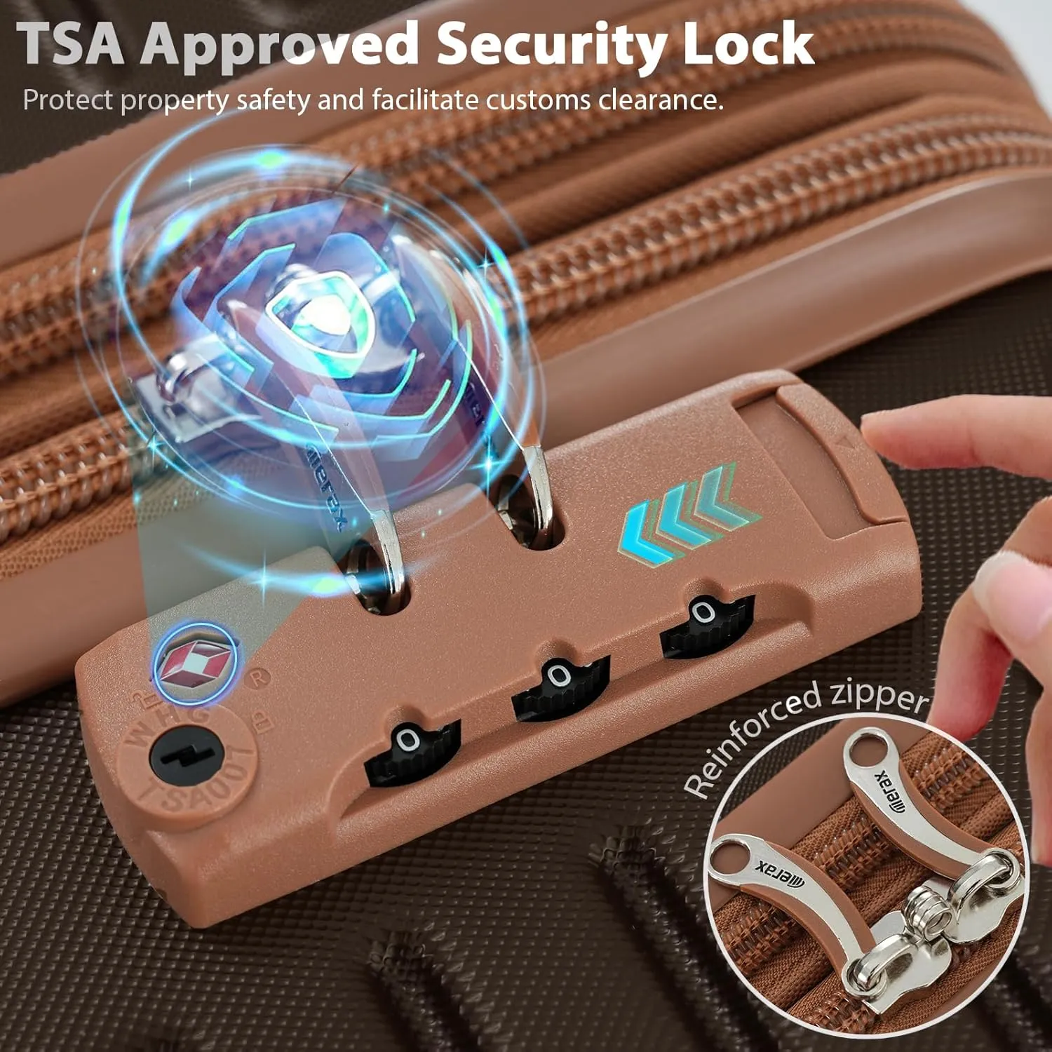 Merax Hardshell Luggage Sets 4 piece Lightweight Suitcases With Wheels TSA Lock Expandable (only 24”/28”) ABS Large Luggage set (Coffee Bean color)