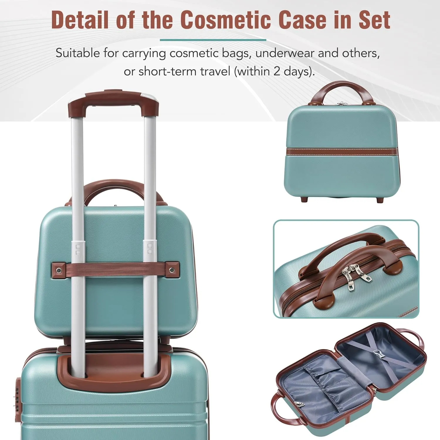 Merax Luggage Set 2 Piece Suitcase Set with Cosmetic Case Expandable Spinner Wheels Vintage Luggage Sets(Blue Green,20" 24")