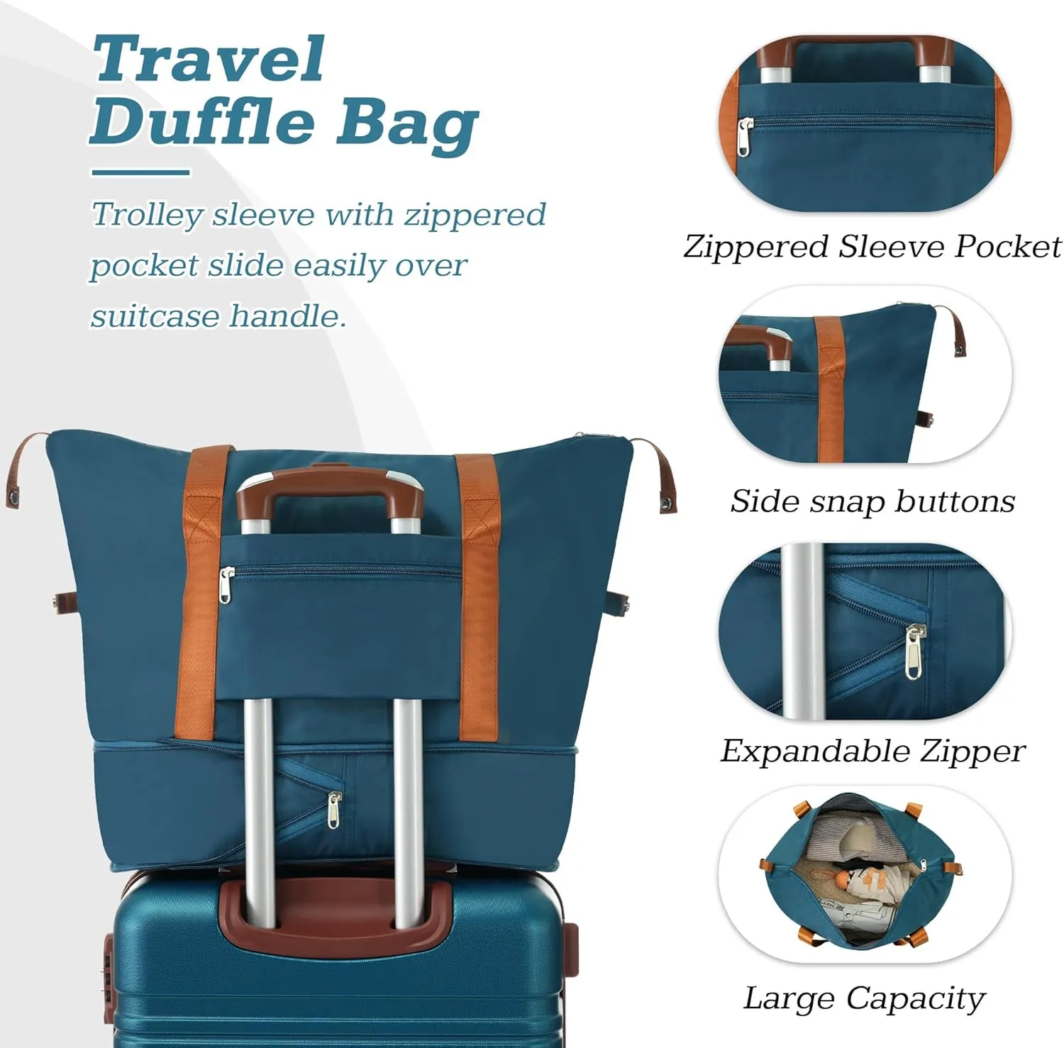 Merax Luggage Set,20 IN Hardside Suitcase with Duffel Bags,3 Piece Luggage with Spinner Wheels, Vintage Luggage with TSA Lock Lightweight,(Blue)