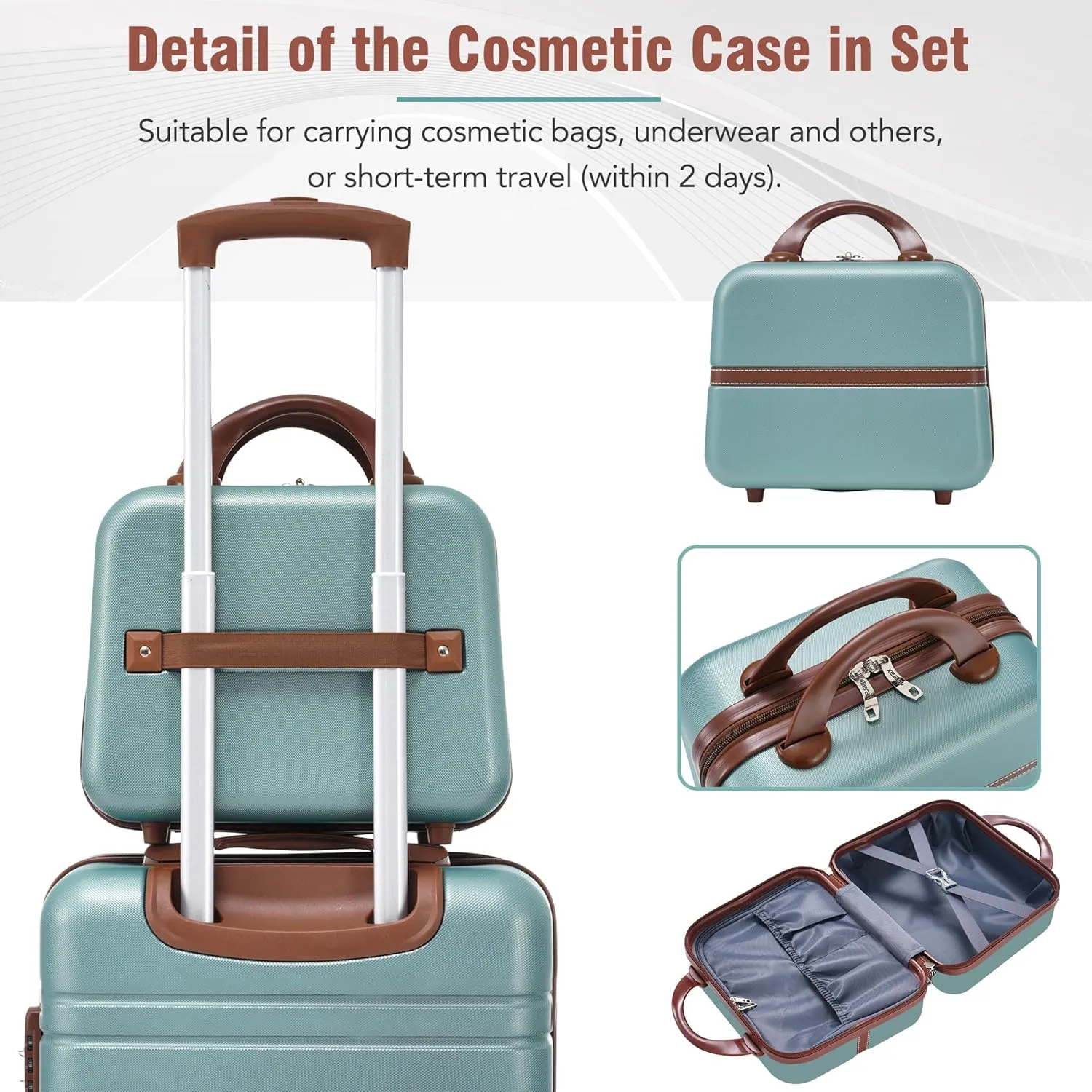 Merax Luggage Sets, Hardshell Luggage Sets 3 Pieces 20" 28" Luggages and Cosmetic Case Spinner Suitcase with TSA Lock Lightweight, Green