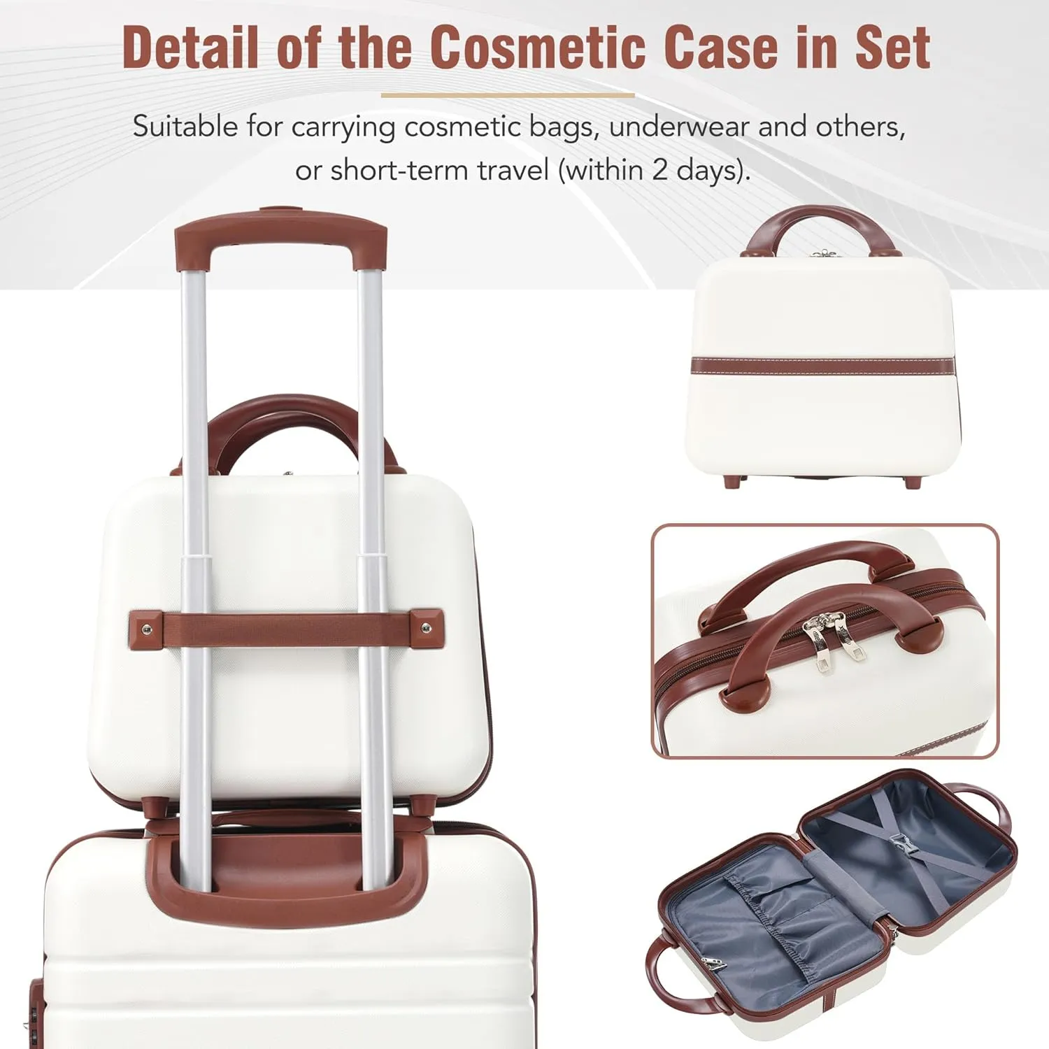Merax Luggage Sets, Hardshell Luggage Sets 3 Pieces 20" 28" Luggages and Cosmetic Case Spinner Suitcase with TSA Lock Lightweight, White