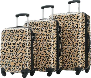 Merax Suitcase Set, Hardshell Luggage Sets 3 Piece with Spinner Wheels, Expandable Durable Suitcase with TSA Lock Lightweight 20" 24" 28", Brown Leopard