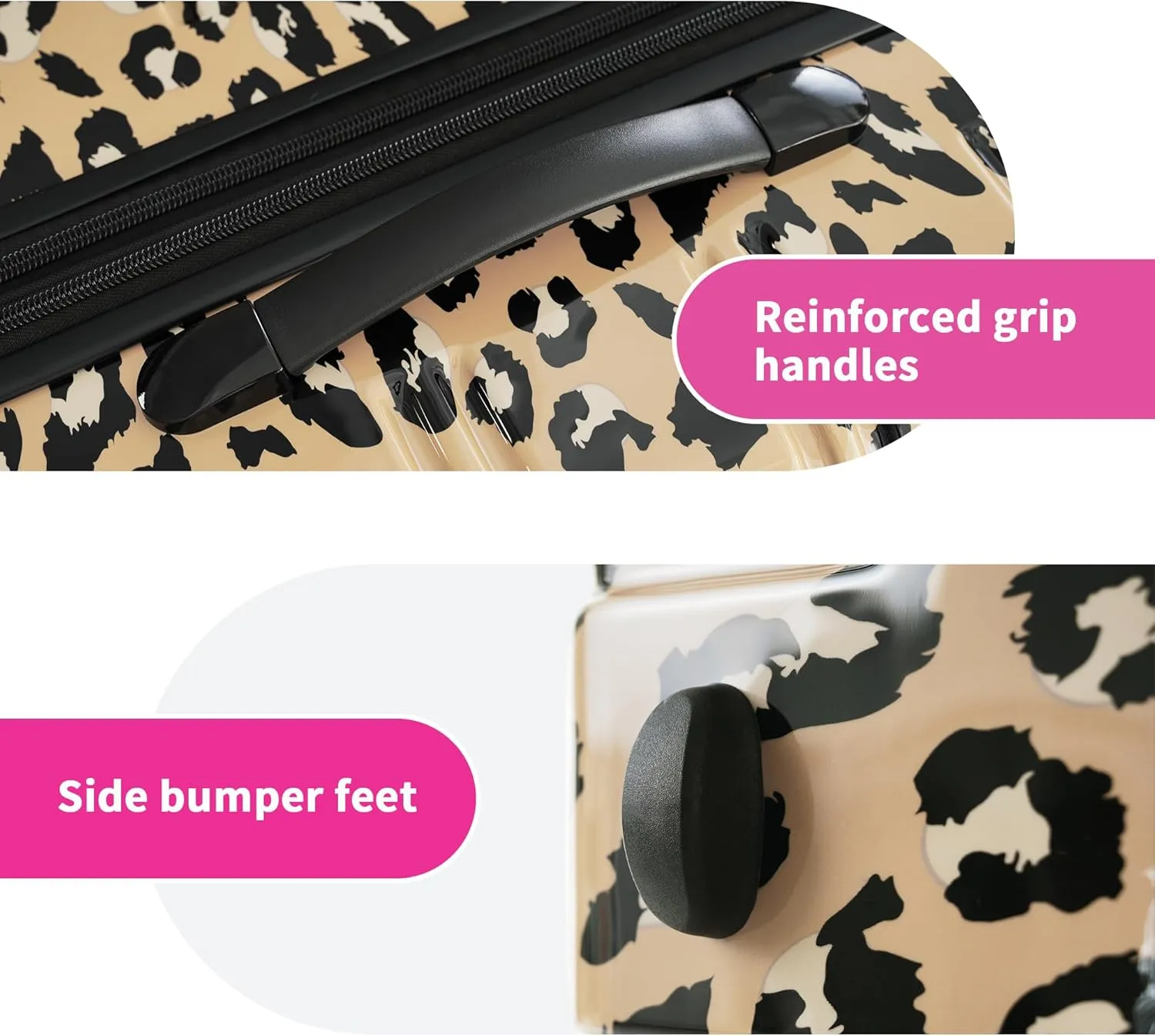 Merax Suitcase Set, Hardshell Luggage Sets 3 Piece with Spinner Wheels, Expandable Durable Suitcase with TSA Lock Lightweight 20" 24" 28", Brown Leopard