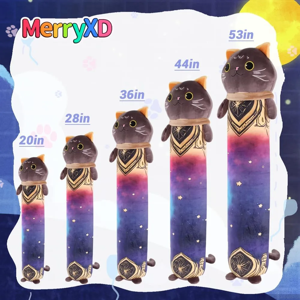 MerryXD Kawaii Long Cat Plush Body Pillow, 36”Soft Cute Black Stuffed Animals Plushies, Kids Big Doll Toys, Ideal Gifts for Cuddles,Girls,Girlfriend,Boys,Birthday,Christmas,Halloween,Valentine's Day