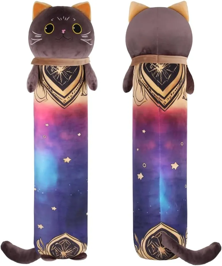 MerryXD Kawaii Long Cat Plush Body Pillow, 36”Soft Cute Black Stuffed Animals Plushies, Kids Big Doll Toys, Ideal Gifts for Cuddles,Girls,Girlfriend,Boys,Birthday,Christmas,Halloween,Valentine's Day