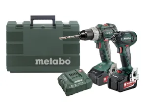 Metabo 18V Combi & Impact Driver Twin Pack (2 x 5.2Ah Li-ion   Charger   Case)