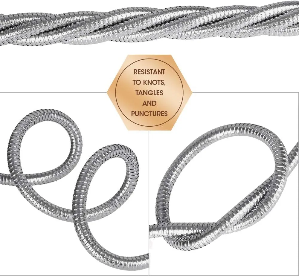 Metal Garden Hose 50 ft Flexible No Kink Lightweight RV Drinking Water Hose Extension Leader Hose Heavy Duty Outdoor