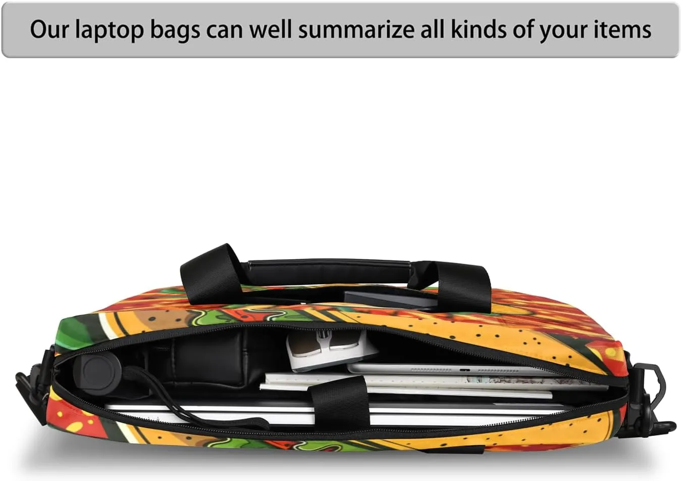 Mexican Taco Food Laptop Sleeve Case 14 15 15.6 inch, Mexican Taco Food Laptop Briefcase Shoulder Bag Waterproof Travel Computer Cover Carrying Bags