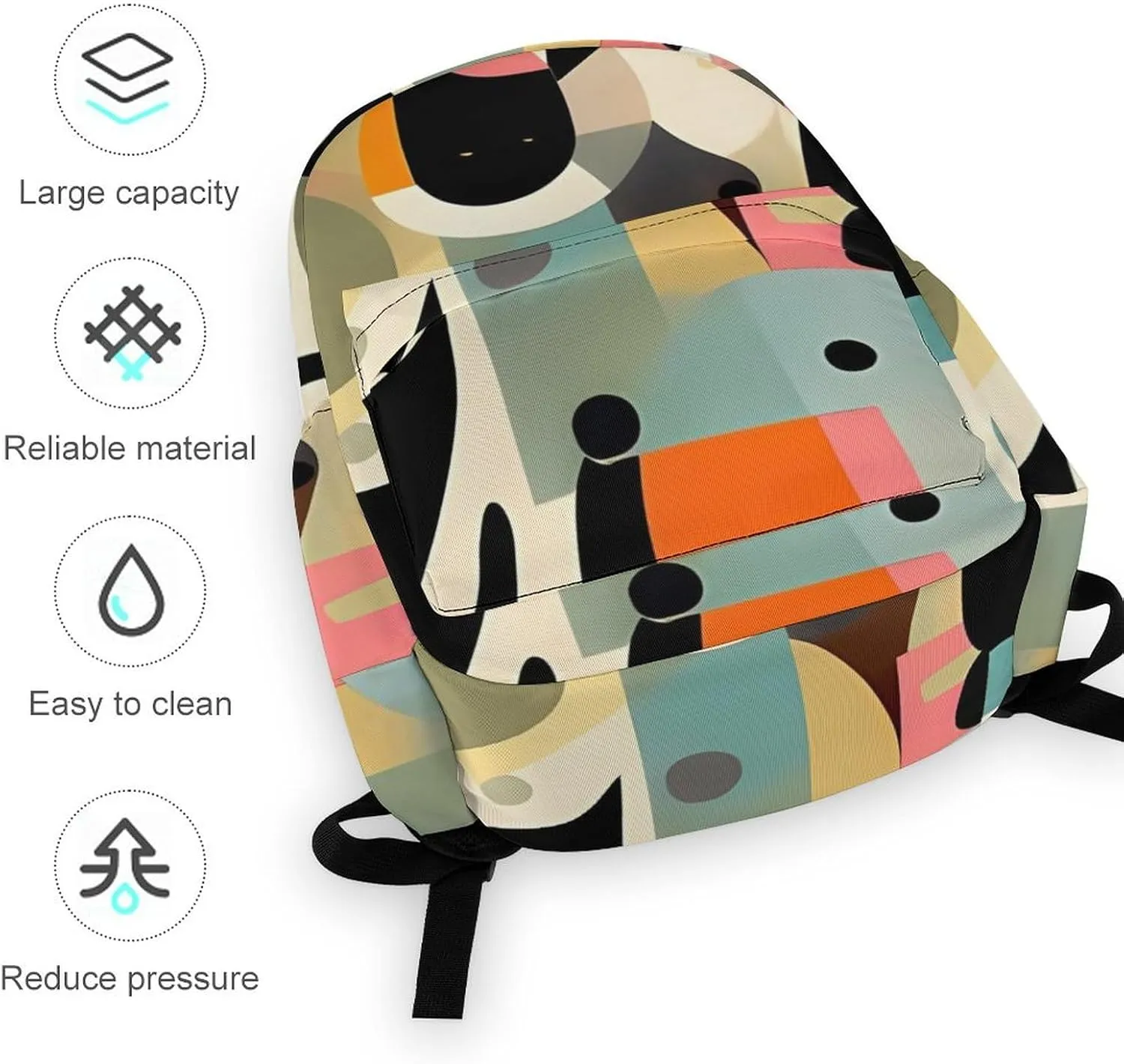 Mid-Century Modern Art Cat Print Laptop Backpacks Casual Shoulder Bag Travel Daypack Fashion for Men Women