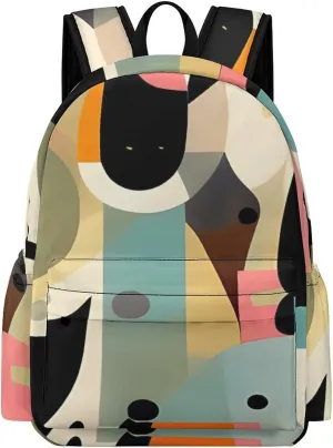 Mid-Century Modern Art Cat Print Laptop Backpacks Casual Shoulder Bag Travel Daypack Fashion for Men Women