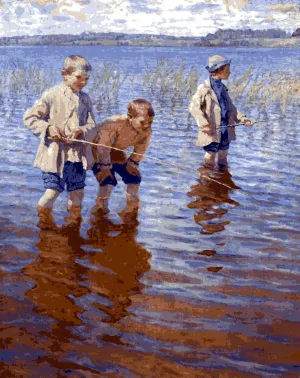Mid-Day Fishing by Nikolai Bogdanov-Belsky - Van-Go Paint-by-Number Kit 60x75cm no Frame