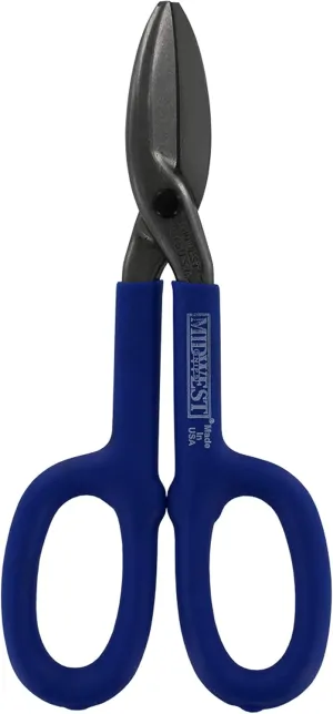 MIDWEST Tinner Snip - Straight and Wide Cut Sheet Metal Cutter with Forged Blades & Kush'n-Kote Grips - MWT-87S