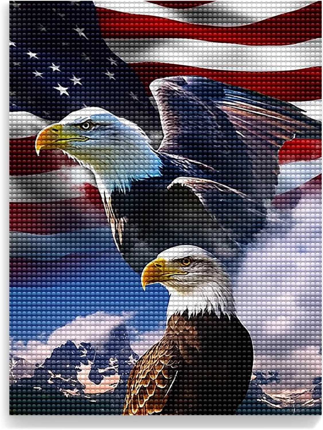 Mighty Eagle and National Flag Diamond Painting Kits for Beginner, 5d DIY Diamond Painting Kits for Adult Animal, Paint by Number Without Frame Home Wall Decor 20 * 24Inch