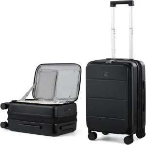 MILADA 20 Inch Expandable Carry On Luggage 22x14x9 Airline Approved with Wheels Top Opening Lightweight PC Hard Shell Suitcases Carry On Bag Rolling Luggage for Travel TSA Luggage, Black