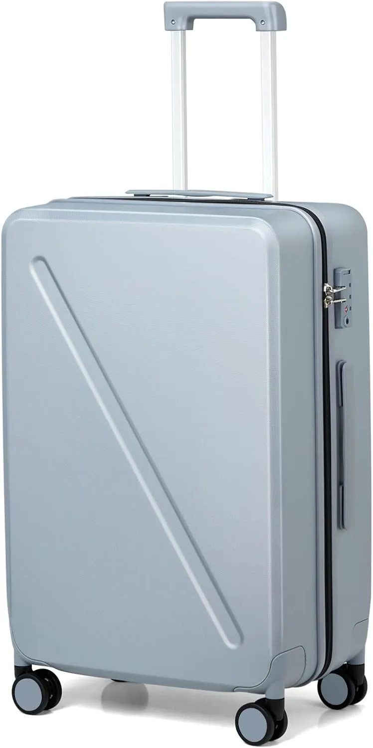 MILADA Hard Case Luggage, 24 Inch Luggage With Spinner Wheels, Checked Luggage TSA Approved Medium Suitcase Checked Bag For Women Men Business, Grey