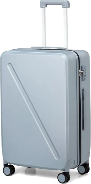 MILADA Hard Case Luggage, 24 Inch Luggage With Spinner Wheels, Checked Luggage TSA Approved Medium Suitcase Checked Bag For Women Men Business, Grey