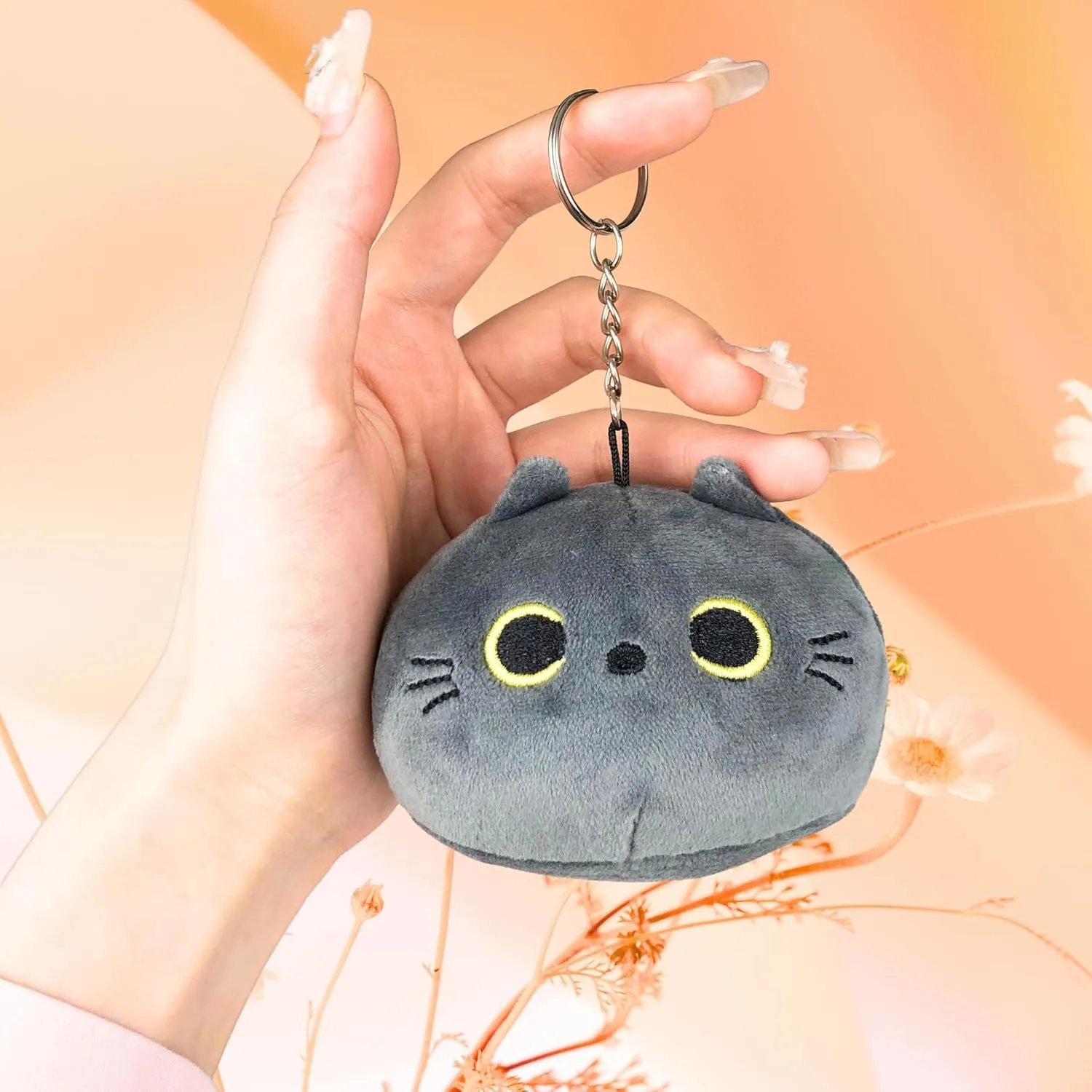 Mini Mochi Black Cat Plush: Soft Cute Cat, Plush Stuffed Animal Kawaii Cushion – Great Gift for Home Decor, Birthdays, Valentine's Day, Accessories (KeyChain)