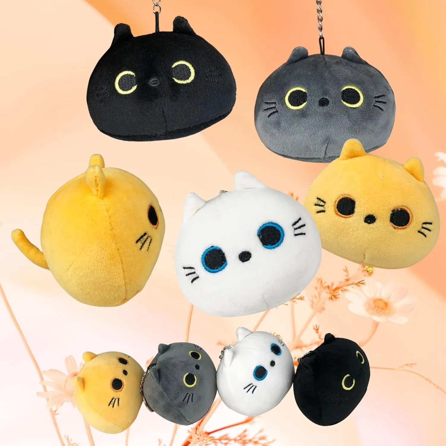 Mini Mochi Black Cat Plush: Soft Cute Cat, Plush Stuffed Animal Kawaii Cushion – Great Gift for Home Decor, Birthdays, Valentine's Day, Accessories (KeyChain)
