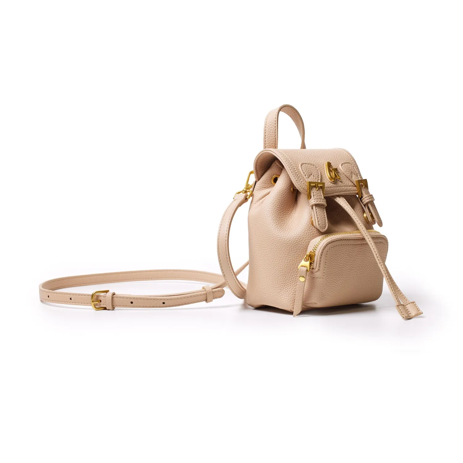 MINI PEBBLE CROSSBODY BACKPACK - NUDE