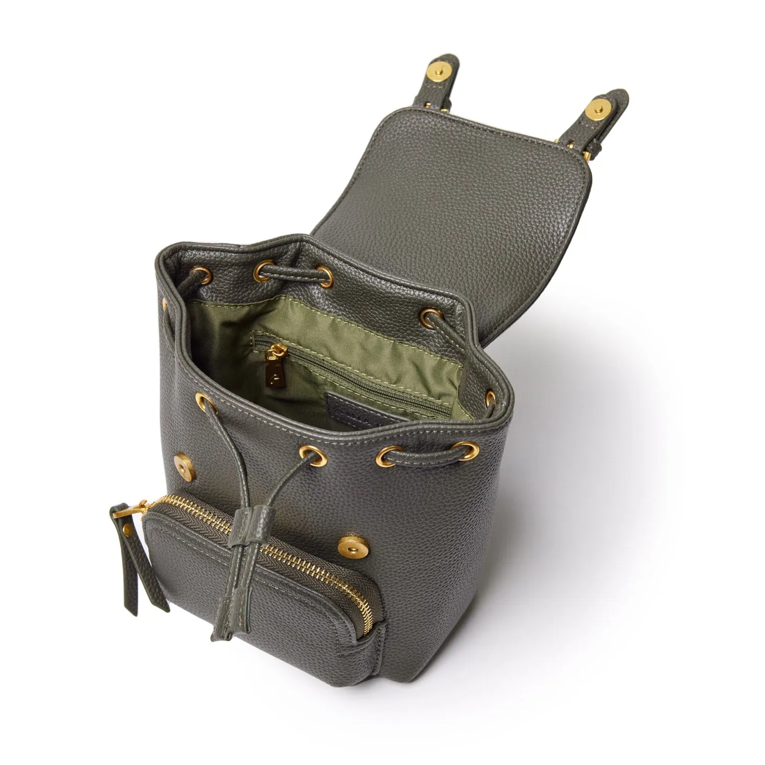MINI PEBBLE CROSSBODY BACKPACK - OLIVE GREEN