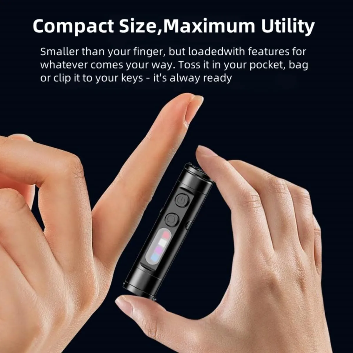 Mini The Ultimate Everyday Micro Tool,Portable Mini Pocket-Sized Flashlights with Hat Clip,Fingertip Sized Handheld Flashlight for Outdoor Adventure,for Camping, Emergency & Everyday Us (Black)