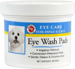 Miracle Care Eye Wash Pads - 90 count; Eye Care for Dogs and Cats, Soft Pet Wipes for Gently Cleaning Eyes, Sterile Cat and Dog Wipes Formulated to Remove Eye Debris
