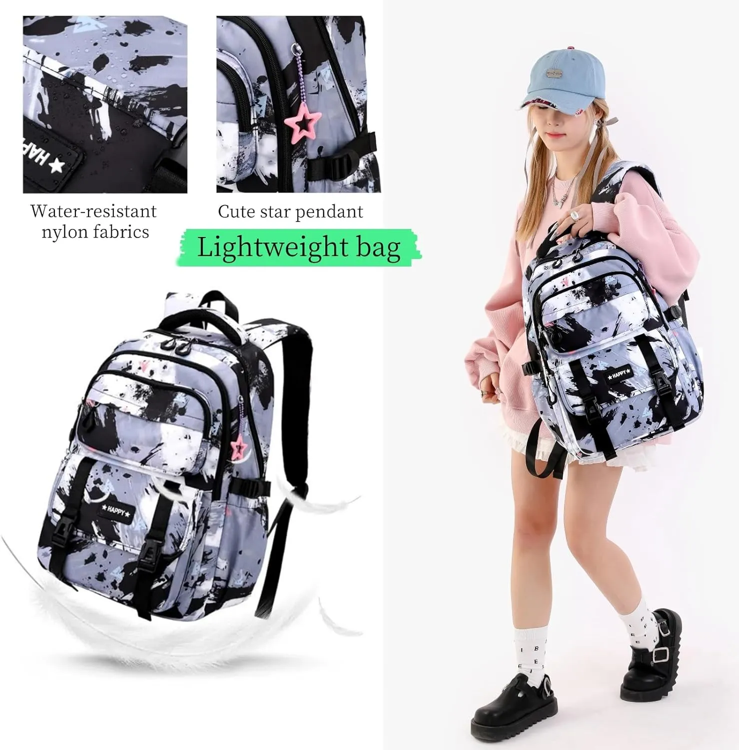MITOWERMI Kids Backpack Bookbag for Boys School Bags Multi-pocket Teen Girls Backpack for School Elementary Students Schoolbags Casual Knapsack (Black)