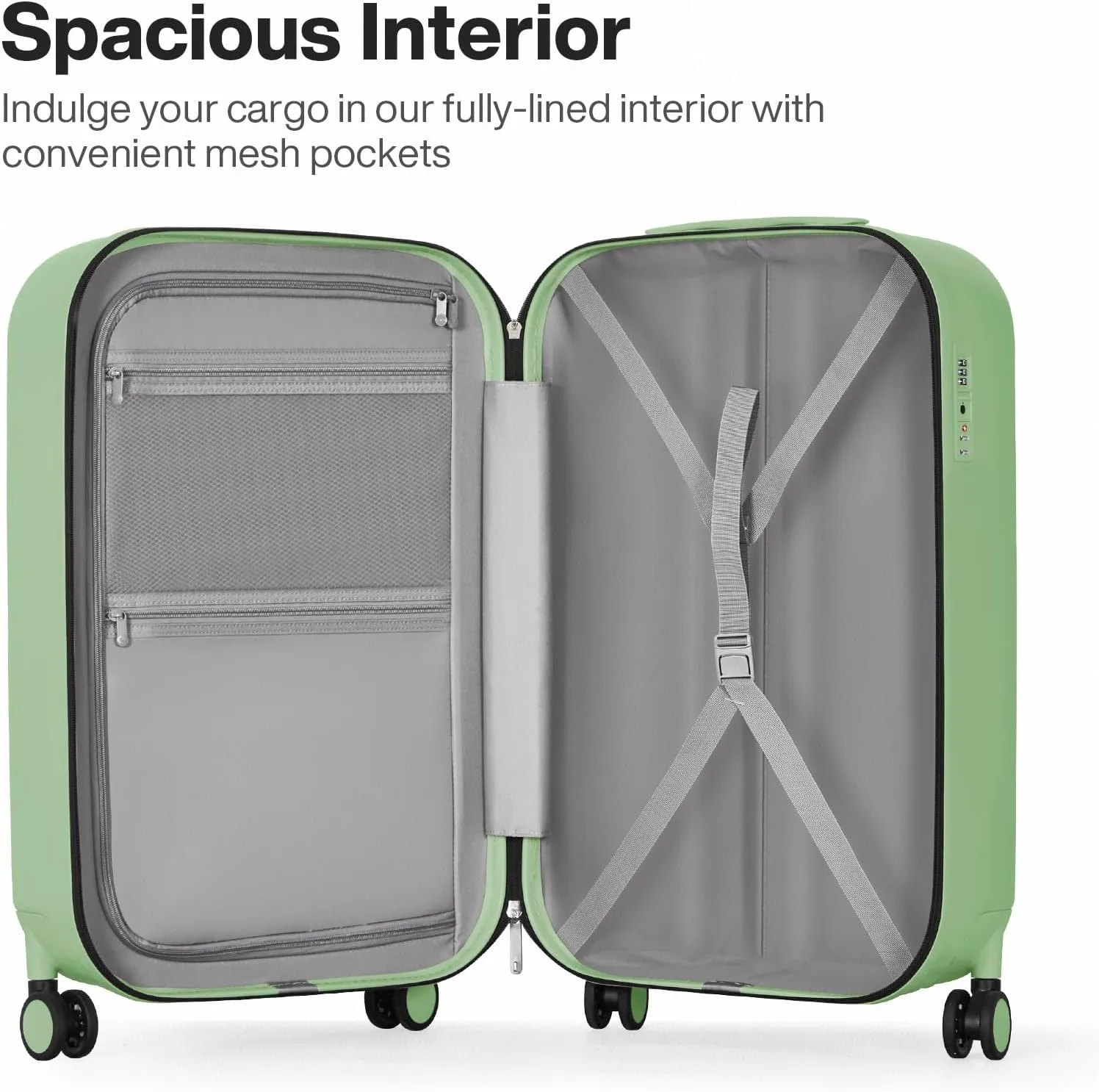 mixi 20 Inch Carry On Luggage PC Hardside Suitcases with Wheels & TSA for Travel Woman Men, Avocado Green