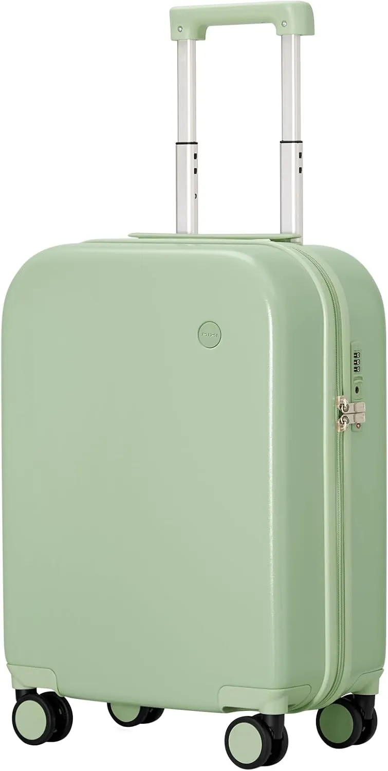 mixi Carry on Luggage, 20'' Suitcase Spinner Wheels Luggage Hardshell Lightweight Rolling Suitcases PC with Cover & TSA Lock for Business Travel, Avocado Green
