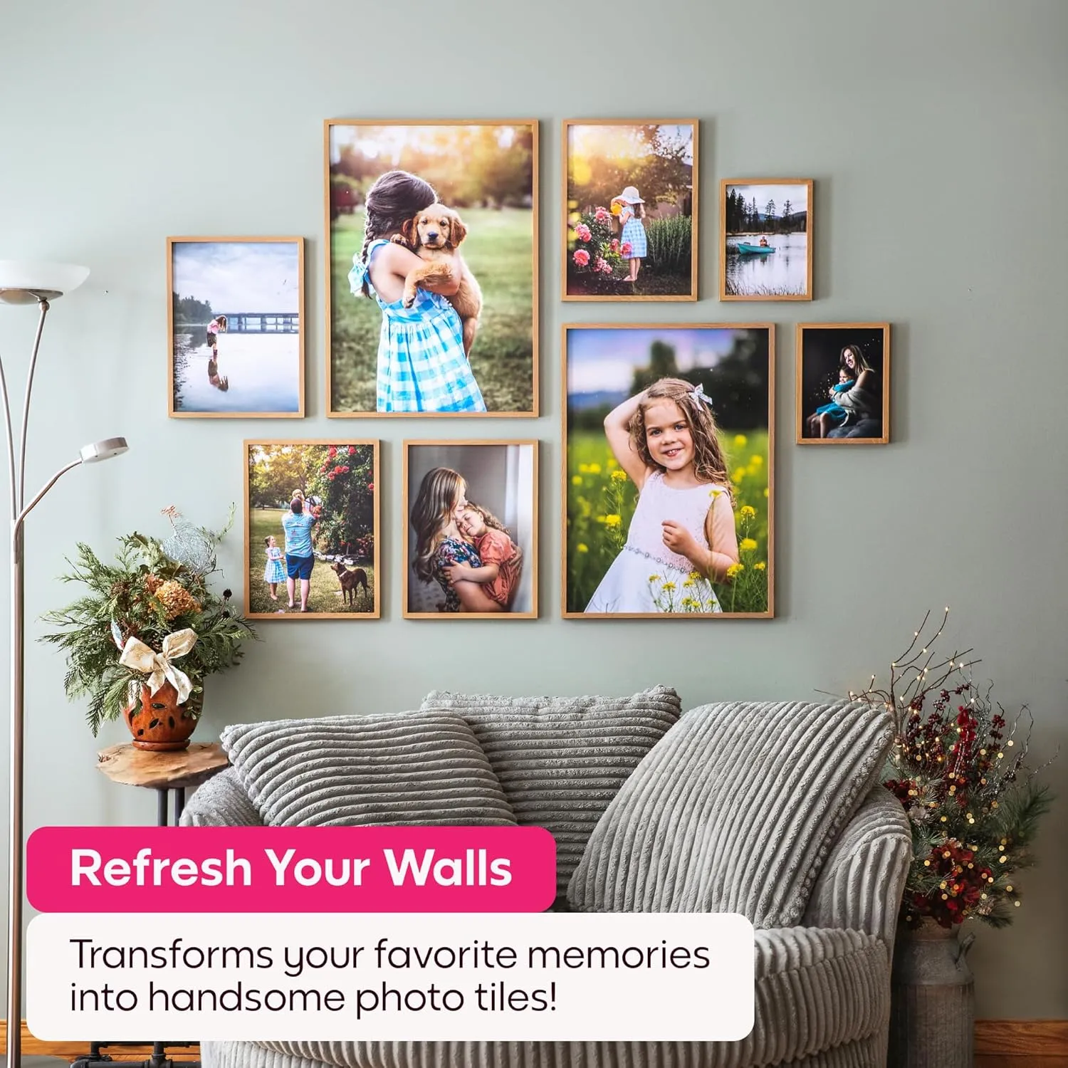 Mixtiles Official Custom Photo Tiles - Personalized Printed Photos - Magnetic Wall Frames - Adhesive Sticker, No Nails - Various Sizes and Frames - 8x8-tiles-Tile - Black Frame