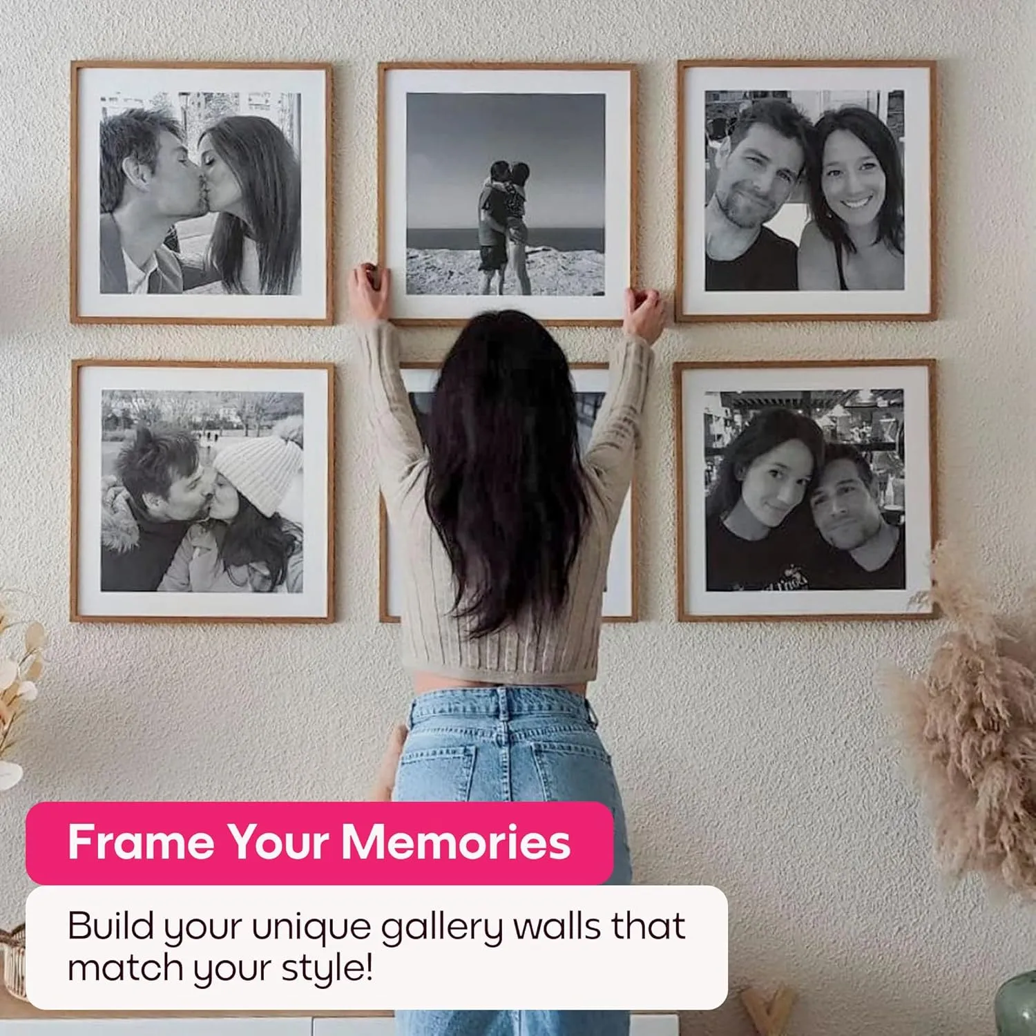Mixtiles Official Custom Photo Tiles - Personalized Printed Photos - Magnetic Wall Frames - Adhesive Sticker, No Nails - Various Sizes and Frames - 8x8-tiles-Tile - Black Frame