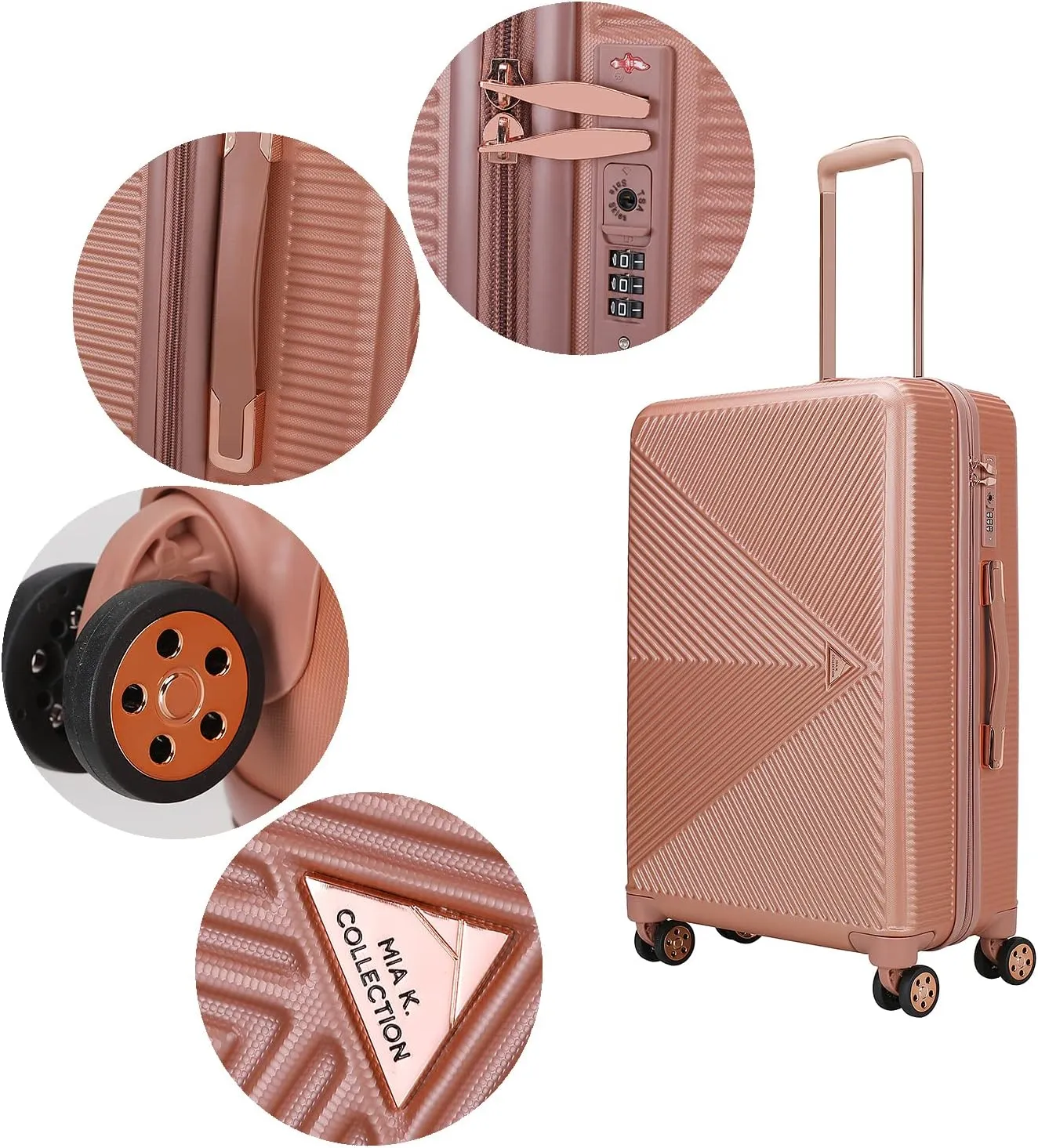 MKF Collection Polycarbonate Luggage Travel bags, TSA-approved lock Lightweight Wheeled Large Suitcases with wheels