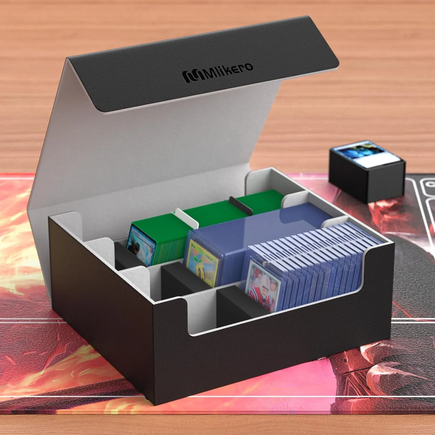 Mlikero Card Deck Case for Trading Cards 1800 , Trading Card Storage Box for Magnetic Card Holder and Hard Plastic Card Protectors, Leather Magnetic Closure Deck Box Fit for MTG, TCG
